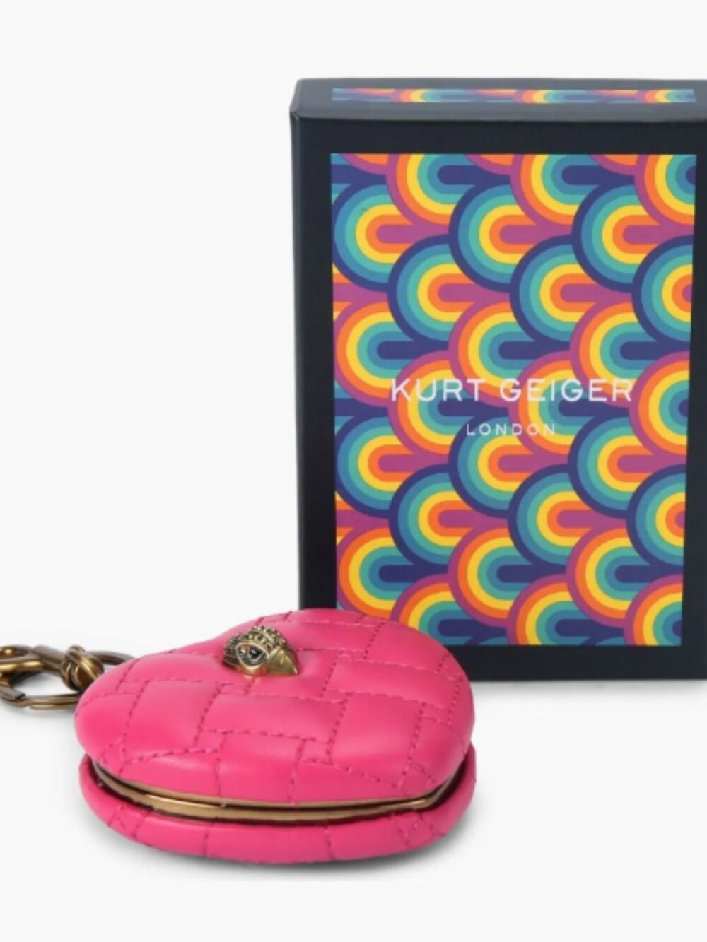 Kurt Geiger Kensington Heart Mirror Bag Charm (Pink)